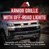 AMERICAN MODIFIED Armor Grille w/ Off-Road & Amber Lights for 2019-2021 Chevy Silverado 1500, Chrome - 2 of 4