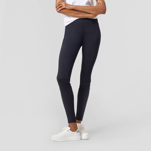 Hue Studio Women's Mid-rise Frayed Edge Denim Leggings - Black S : Target