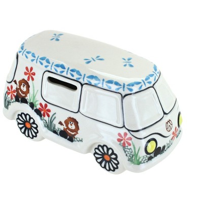 Blue Rose Polish Pottery Flower Power 60s Bank