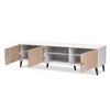 Bastien Light Oak 6 Shelf TV Stand for TVs up to 60" White/Brown - Baxton Studio: Mid-Century Modern Entertainment Center - 4 of 4