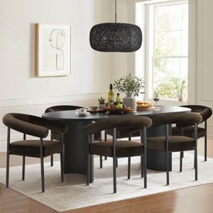 Set of 6 Velvet Upholstered Dining Armchairs, Comfortable Curved Back Chairs with Arms for Large Tables, Kitchen or Guest Seating-Maison Boucle - 1 of 4