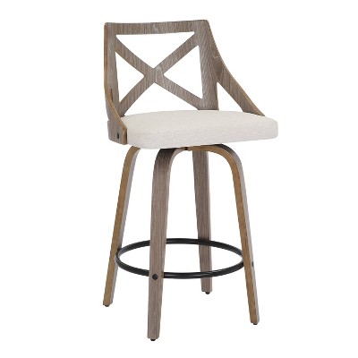 Charlotte 19" Dark Gray Wood Swivel Counter Stool, Set of 2