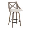 Set of 2 Charlotte Counter Height Barstools Light Gray/Gray - LumiSource: Upholstered Swivel Stools, Wood Legs - 2 of 4