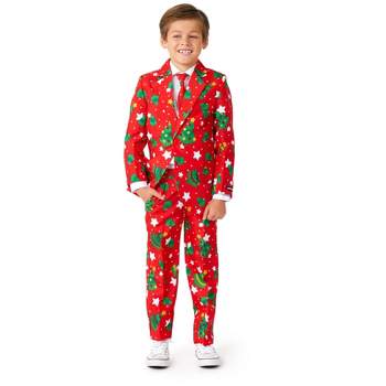 Suitmeister Boys Christmas Suit - Christmas Trees Stars Red