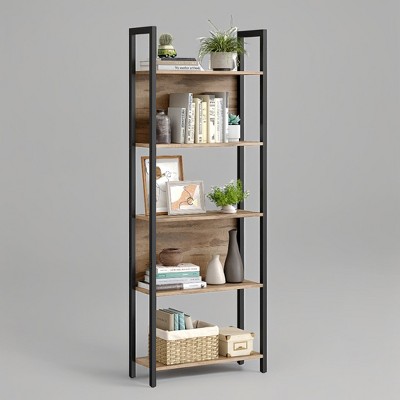 VASAGLE 5-Tier Bookcase, Bookshelf, Book Shelf, with Steel Frame, for Living Room, Home Office, Bedroom, 9.4 x 24.4 x 65 Inches