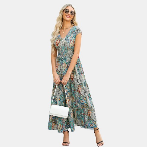 Women's Paisley Print V-neck Maxi Dress - Cupshe : Target