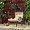 Coolbibila Rattan Standing Basket Chair With Fabric Cushion,Faux Rattan Outdoor Patio Lounge Chair,Wicker Stationary Patio Arm Egg Chair - 3 of 4