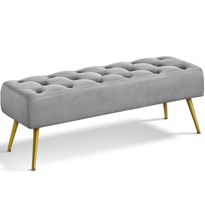 Yaheetech Modern Upholstered Button-Tufted Ottoman Footstool Bench for Bedroom