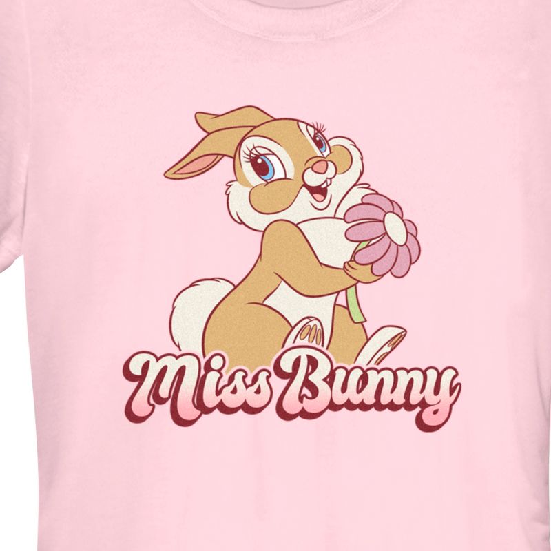 Juniors Womens Bambi Valentine's Day Thumper Miss Bunny T-Shirt, 2 of 5