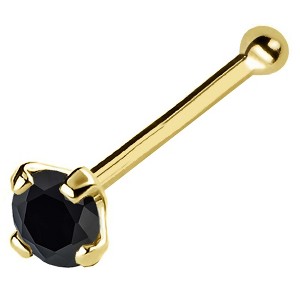 Jewelry Avalanche Black Moissanite 22G 14K Gold Ball-end Nose Stud - 1 of 4