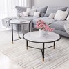 Marble Glass Top Coffee Table 21.9", Set Of 2, White With Black Steel Frame by Zuo Modern - 2 of 4