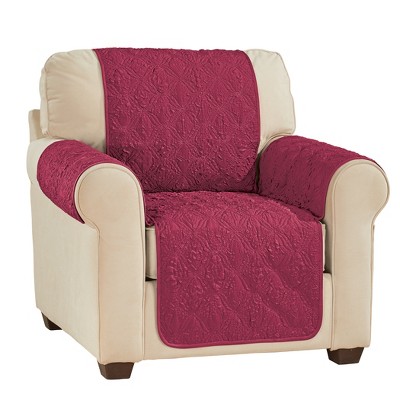 Collections Etc Embossed Ogee Pattern Quilted Furniture Cover Chair Burgundy