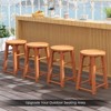 Tangkula Outdoor Wood Bar Stools Set of 4 w/Round Seat Footrest Patio Backless Barstools - 2 of 4