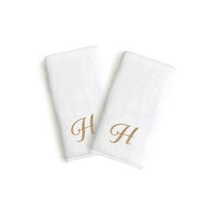 Linum Home Textles Monogrammed Luxury 100% Turkish Cotton Novelty White  Hand Towel (Set of 2) - 1 of 1