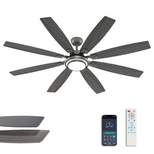 Siljoy 72-in Gray Ceiling Fan with Gray or Oak Color Blades Ceiling Fan With Light-Remote Included - 1 of 4