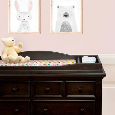Charcoal Brown Wooden Changing Table Topper with Storage Compartments