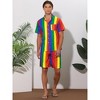 Lars Amadeus Men's Vacation Beach Rainbow Shirt and Shorts Set 2 Pieces - 2 of 4