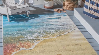 Barbados Bliss Gold & Blue Easy-Care Outdoor Rug 6'6"x9'4"