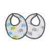 Bacati - Elephants Aqua/Lime/Gray Muslin 4 pc set of Bibs & Burp Cloths Set - 2 of 4