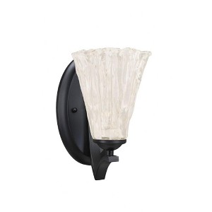 Toltec Lighting Zilo 1 - Light Sconce in  Matte Black with 5.5" Fluted Italian Ice Shade - 1 of 1