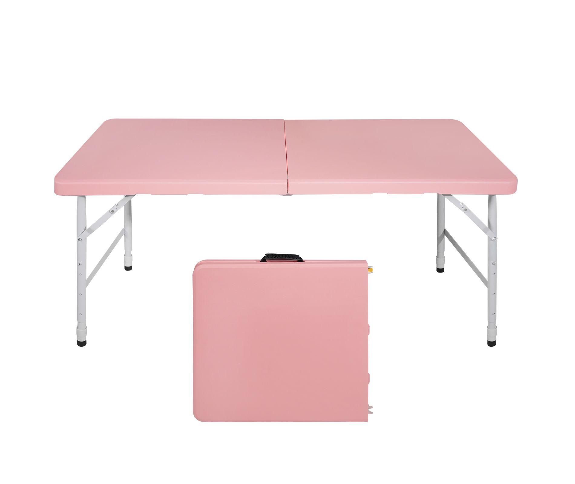 Gulches Pink 4ft Portable Folding Table, Heavy-Duty Indoor Outdoor Table, Stain-Resistant for Camping BBQ Party