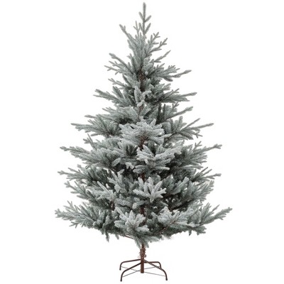 HOMCOM 6 Ft Artificial Nordic Pine Christmas Tree with Snow, Hinge Design, Easy Assembly, Xmas Tree for Home Office Holiday