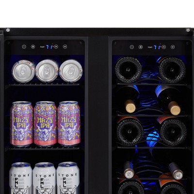 24" Black Stainless Steel Dual Zone Wine and Beverage Refrigerator