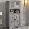 Bathroom Cabinet, Freestanding Storage Cabinet with Glass Doors & Adjustable Shelves - 3 of 4