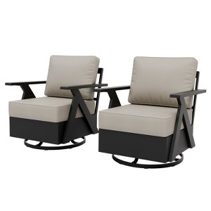 EAGLE PEAK Urban Slate 3 PCS Outdoor Bistro Set with Modern Swivel Rocking Chairs and Table - 1 of 1
