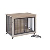 NicBex 38.58Inch Dog Crate Furniture Wooden Dog Cage Side Table with FlipUp Top and 3 Doors,Wheels,Indoor Use,Gray - 4 of 4