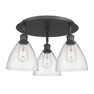 Bristol Glass - 3 Light Flush Mount In Industrial Style-10 Inches Tall and 19.25 Inches Wide