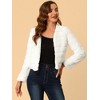 Allegra K Women's Winter Warm Cropped Collarless Faux Fur Fluffy Jacket - 3 of 4