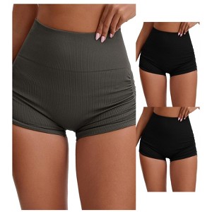 INSPIRE CHIC 3 Packs Women's High Waist Slimming Waist Butt Lifter Control Panties Workout Sport Running Short - 1 of 4