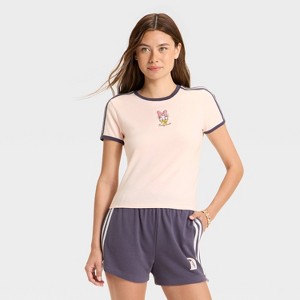 Women's Daisy Duck Short Sleeve Graphic Baby T-Shirt - Light Pink - 1 of 3