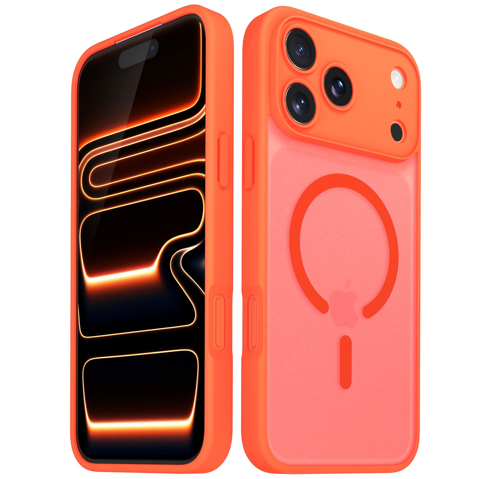 Vena For Apple iPhone 17 Pro Max Case Magsafe, Magnetic Ring Shockproof Translucent Back Slim Protective Phone Case, Orange