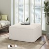 Vynxaria Modern Corduroy Square Ottoman with Dense Foam Padding and Pocket Coil Springs,Beige - 2 of 4