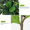 Artificial Fiddle Leaf Fig Tree, Realistic Ficus Lyrata Fake Plant with Pot, Modern Floor Decor for Home Office, Green - 3 of 4