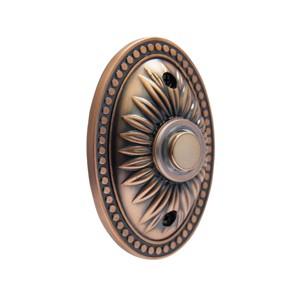 IQ America Over-sized Wired Doorbell Antique Copper Bronze Lighted Pushbutton Doorbell - 1 of 4