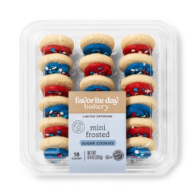Red & Blue Mini Frosted Sugar Cookies - 18ct - Favorite Day™