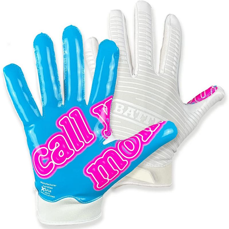 Battle Sports Youth Call Your Mom Football Receiver Gloves - White, 2 of 3