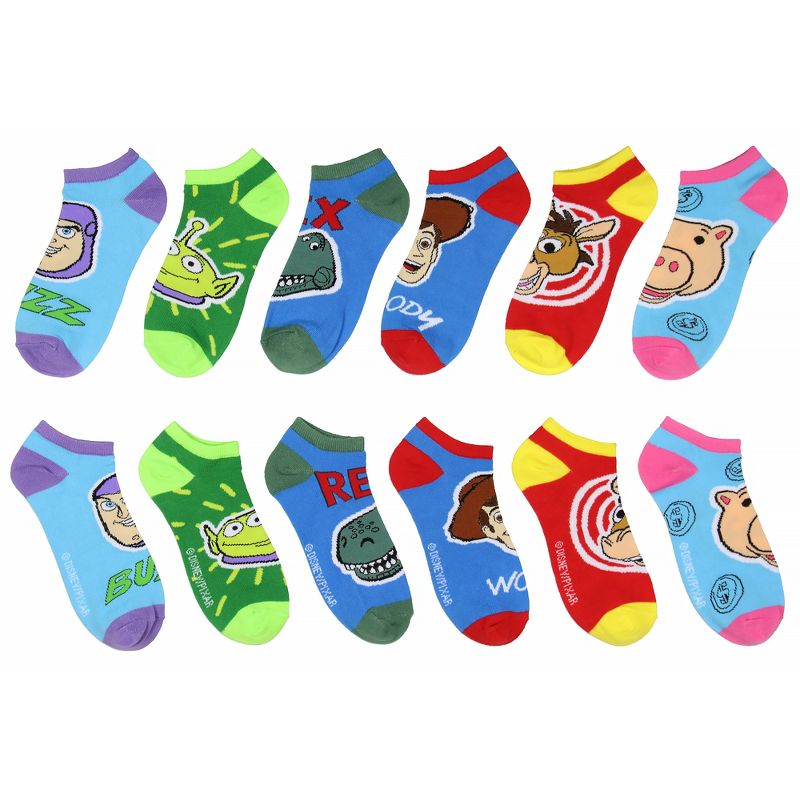 Disney Toy Story Character Faces No-Show Ankle Socks 6 Pair Pack Multicoloured, 1 of 5