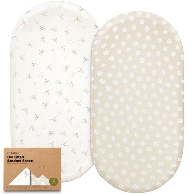 KeaBabies Bassinet Sheet for Baby Girls, Boys, 2-Pack Isla Fitted Bassinet Sheets, Bassinet Mattress Sheets
