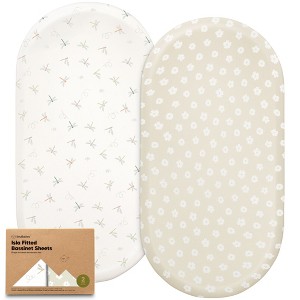 KeaBabies Bassinet Sheet for Baby Girls, Boys, 2-Pack Isla Fitted Bassinet Sheets, Bassinet Mattress Sheets - 1 of 4