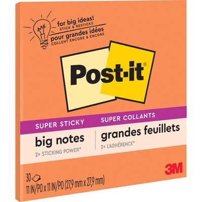 3M Notepad Post-it Big Notes Super Sticky 30 Shts 11"x11" OE BN11O