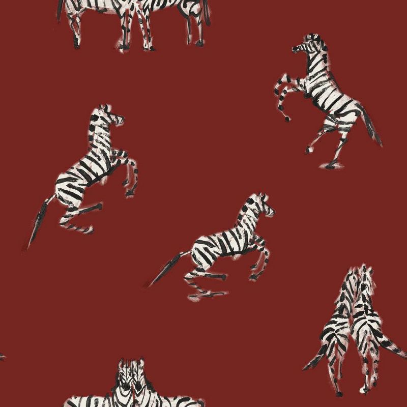 Tempaper Zebras In Love Peel and Stick Wallpaper Love Red, 1 of 6