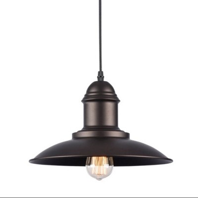 Bronze Industrial Mini Pendant Light with Clear Ribbed Glass Shade