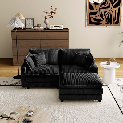 TiramisuBest Modular Sectional Sofa,Deep Seat Couch for Living Room , 4 Pillow, Modern L-Shaped Sofa for Living Room Bedroom Apartment,BLACK