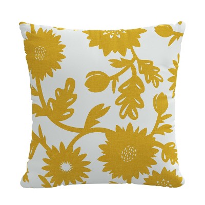 18"x18" Skyline Furniture Square Outdoor Throw Pillow Gold: Handmade, Floral Pattern, Removable Cover, Zip Closure