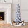 Puleo 4' Pre-lit Flocked Pencil Alpine Fir Artificial Christmas Tree with Clear Lights - 2 of 4