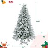 6FT/7.5FT Pre-Lit Snow Flocked Christmas Tree, Artificial Tree with Branch Tips and Multi-Color LED Lights, White+Green-ModernLuxe - 3 of 4